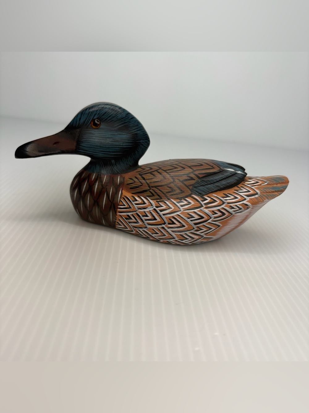 Vintage Wood Mallard Duck Folk Art Decoy Home Decor Cottagecore Woodsy Rugged 6”